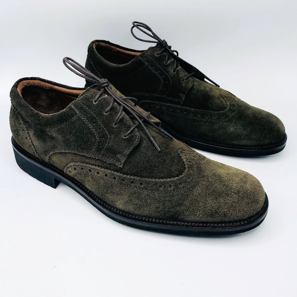 Johnston & Murphy 20-1399 Mens Vestor Wing Tip Oxford Shoes Dark Brown US Sz 9.5